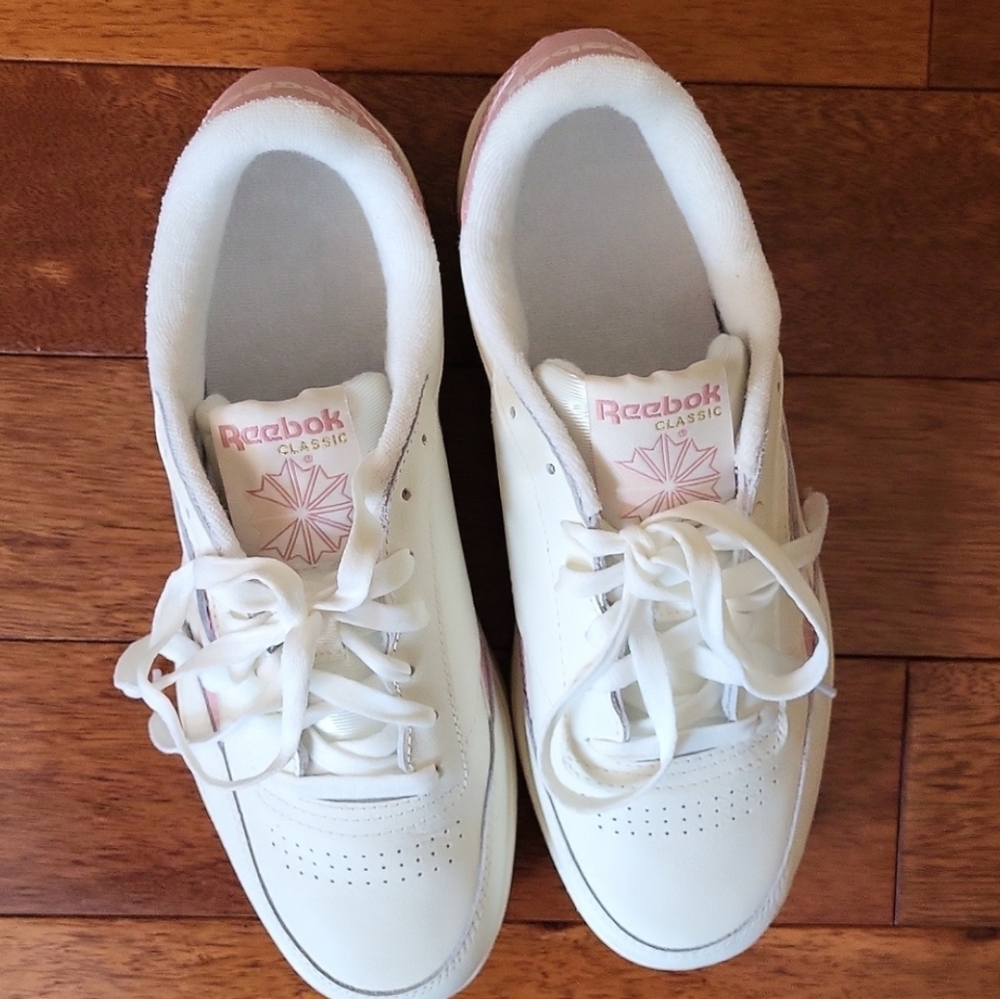 Reebok Club C Double Revenge Classic White and Pink Sneakers - Picture 11 of 14